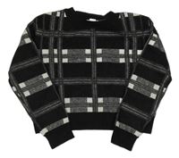 Černo-stříbrný kostkovaný třpytivý crop svetr Primark