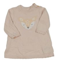 Světlerůžové svetrové šaty s laní Mothercare