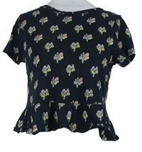 Dámské černé kytičkované crop tričko Topshop 