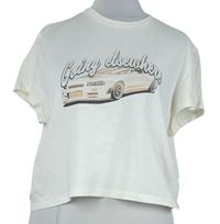 Dámské smetanové crop tričko s autem H&M