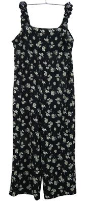Dámský černý květovaný culottes kalhotový overal zn. George 