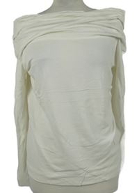 Dámské smetanové úpletové triko s komínovým límcem 