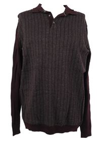 Pánský vínový vzorovaný svetr s límečkem Next 