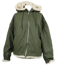 Dámská khaki nepromokavá zateplená bunda s kapucí 