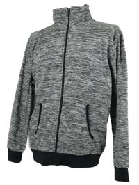 Pánská černo-šedá melírovaná fleecová propínací mikina Identic 