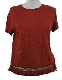 Dámské rezavé tričko s krajkou M&S