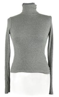 Dámský šedý melírovaný lehký crop svetr s rolákem FB Sister 