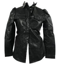 Dámská černá koženková košilová bunda s páskem Cameo Rose 