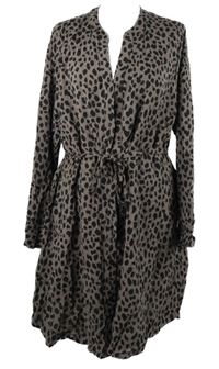 Dámské světlehnědo-černé vzorované košilové šaty 