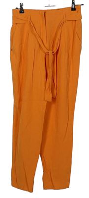 Dámské oranžové paperbag kalhoty s páskem River Island 
