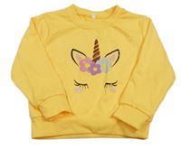 Žlutá lehká mikina s jednorožcem 