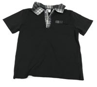 Černo-kostkované sportovní polo tričko