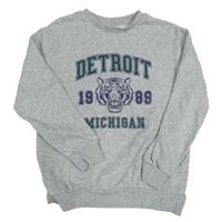 Světlešedá mikina s nápisem a tygrem Pocopiano