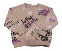 Světlerůžová mikina s nápisy Zara