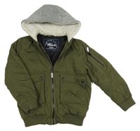 Khaki šusťáková zatepená bunda s kapucí Nutmeg