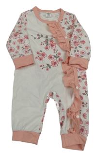 Bílo-růžový overal s kytičkami Shein