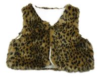 Hnědá kožešinová vesta s flíčky