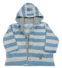 Modro-bílá pruhovaná fleecová propínací mikina s pejskem a kapucí Next