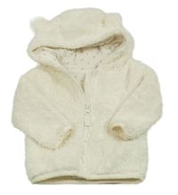 Smetanová chlupatá propínací mikina s kapucí Dunnes