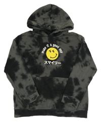 Černo-šedá mikina se smajlíkem a kapucí H&M