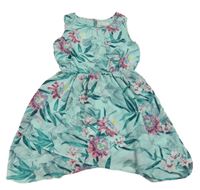 Mint šaty s květinami a rymabi H&M