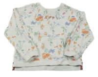 Bílo-barevná mikina s květinami a nápisem Next