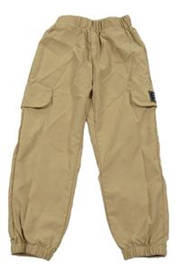 Béžové šusťákové cargo kalhoty Shein