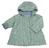 Zeleno-barevná jarní bunda s květinami a kapucou Next
