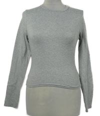 Dámské šedé melírované crop triko Shein