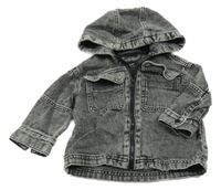 Černo-bílá melírovaná riflová bunda s kapucí Next