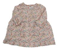 Růžové květované bavlněné šaty F&F