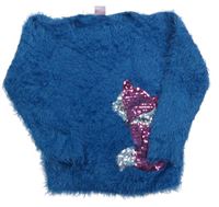 Modrý chlupatý svetr s liškou Kiki&Koko