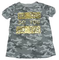 Šedé army tričko s nápisem Primark