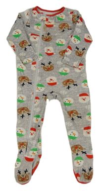 Šedý plyšový overal se sněhuláky Dunnes