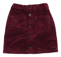 Vínová manšestrová propínací sukně 