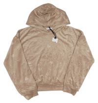 Nové- Světlerůžová plyšová crop mikina s písmeny a kapucí New Look
