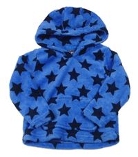 Modrá chlupatá mikina s hvězdičkami a kapucí Rebel