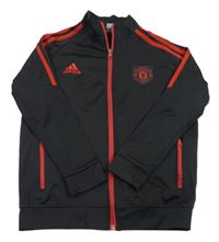 Černo-červená propínací fotbalová mikina s pruhy - Manchester United