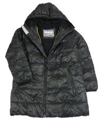 Černá šusťáková prošívaná zimní bunda s kapucí Next