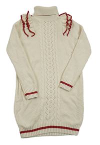 Světlebéžové pletené šaty s volánkem Next