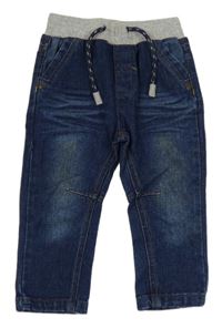 Tmavomodré rifle se šedým pasem Smile