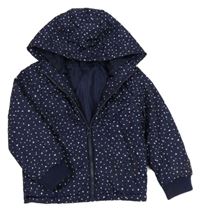 Tmavomodrá šusťáková zimní bunda se vzorem a kapucí George