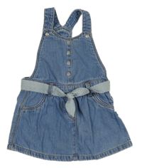 Modré riflové laclové šaty s páskem 