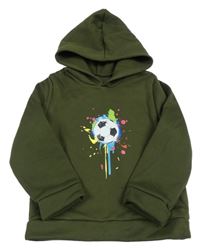 Khaki mikina s míčem a kapucí 