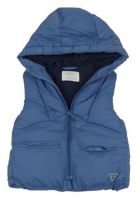 Modrá šusťáková zateplená vesta s kapucí Zara