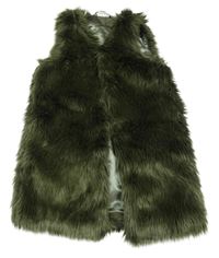 Tmavozelená podšitá kožešinová vesta Next
