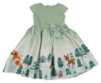 Mátové slavnostní šaty se zvířátky a mašlí H&M