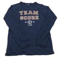 Tmavomodré pyžamové triko s nápisem a míčem