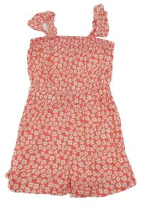 Růžovo-bílý květovaný kraťasový overal Primark