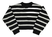 Černo-šedý pruhovaný crop svetr New Look